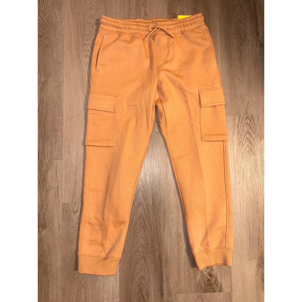 All In Motion Boys Orange Cargo Joggers Fleece Pants XL 14 NWT